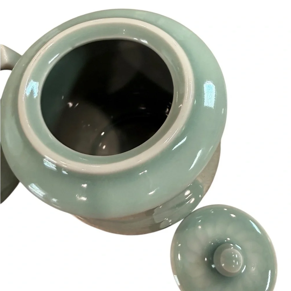 Lonqquan Celadon Koi Fish Creamer and Sugar Bowl Set Jade Green Glazed Vintage